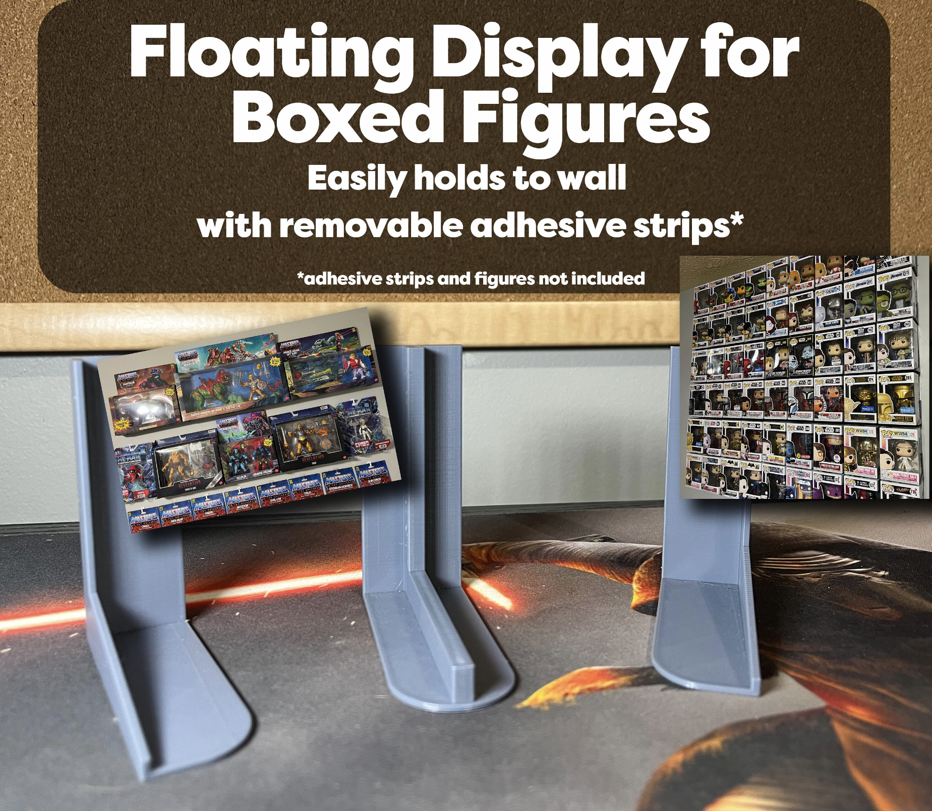 3D Printed Boxed Figures Wall Mounts - Toys Figured not Included